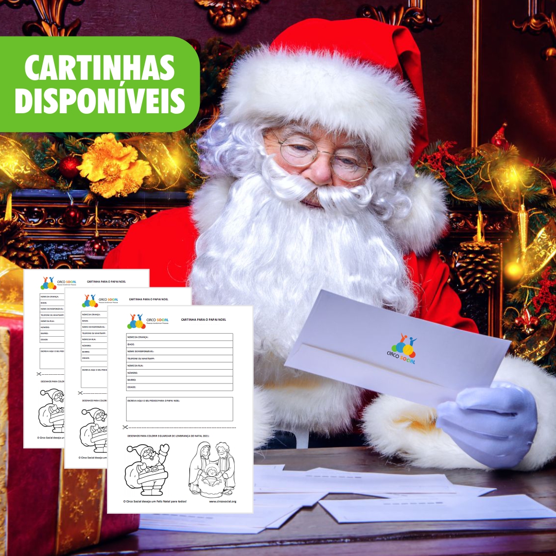 Cartinhas para o Papai Noel já estão disponíveis para preenchimento no Circo Social