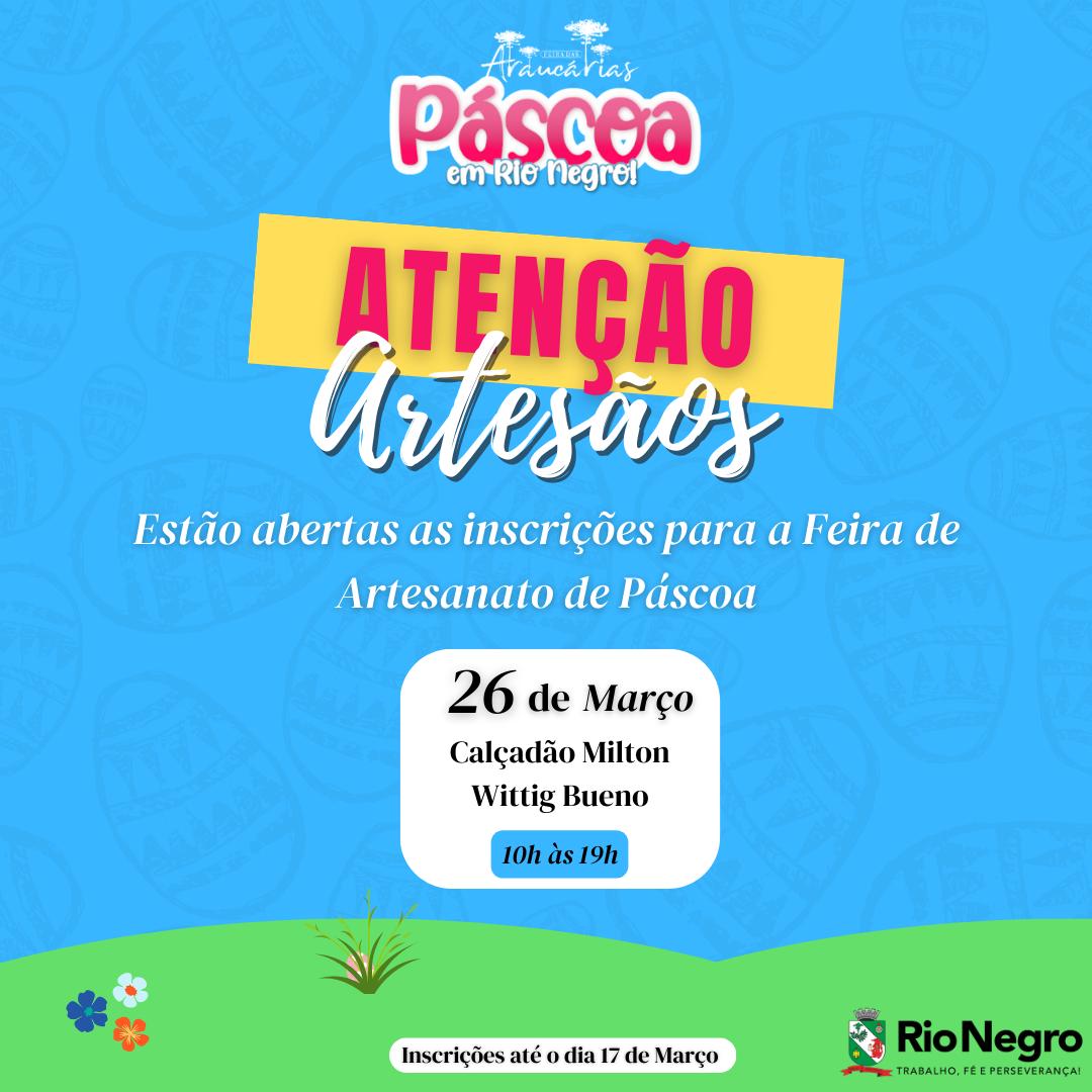 Artesãos podem participar gratuitamente da Feira de Páscoa de Rio Negro