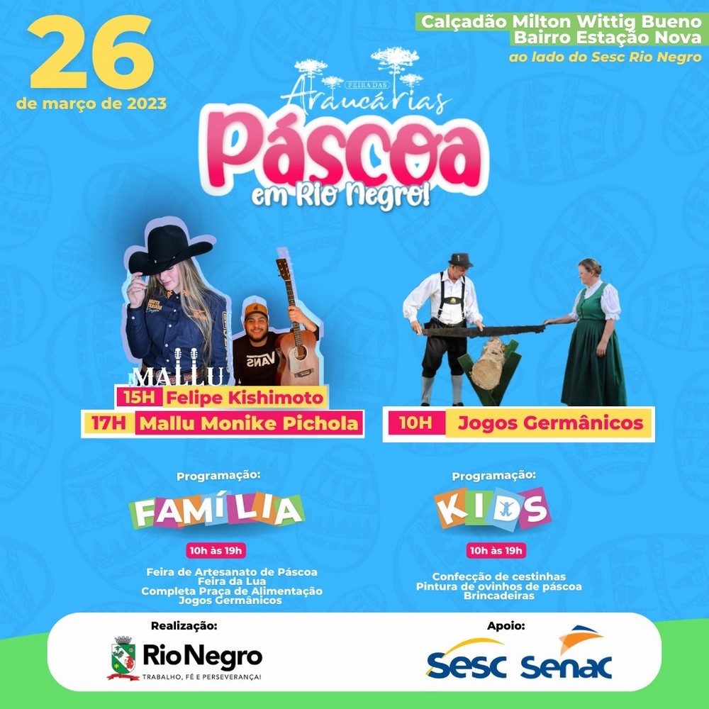 ​Confira a programação da Tradicional Feira de Páscoa de Rio Negro