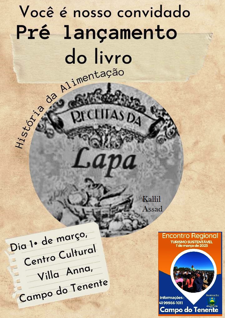 Livro de receitas será pré-lançado no Encontro de turismo em Campo do Tenente